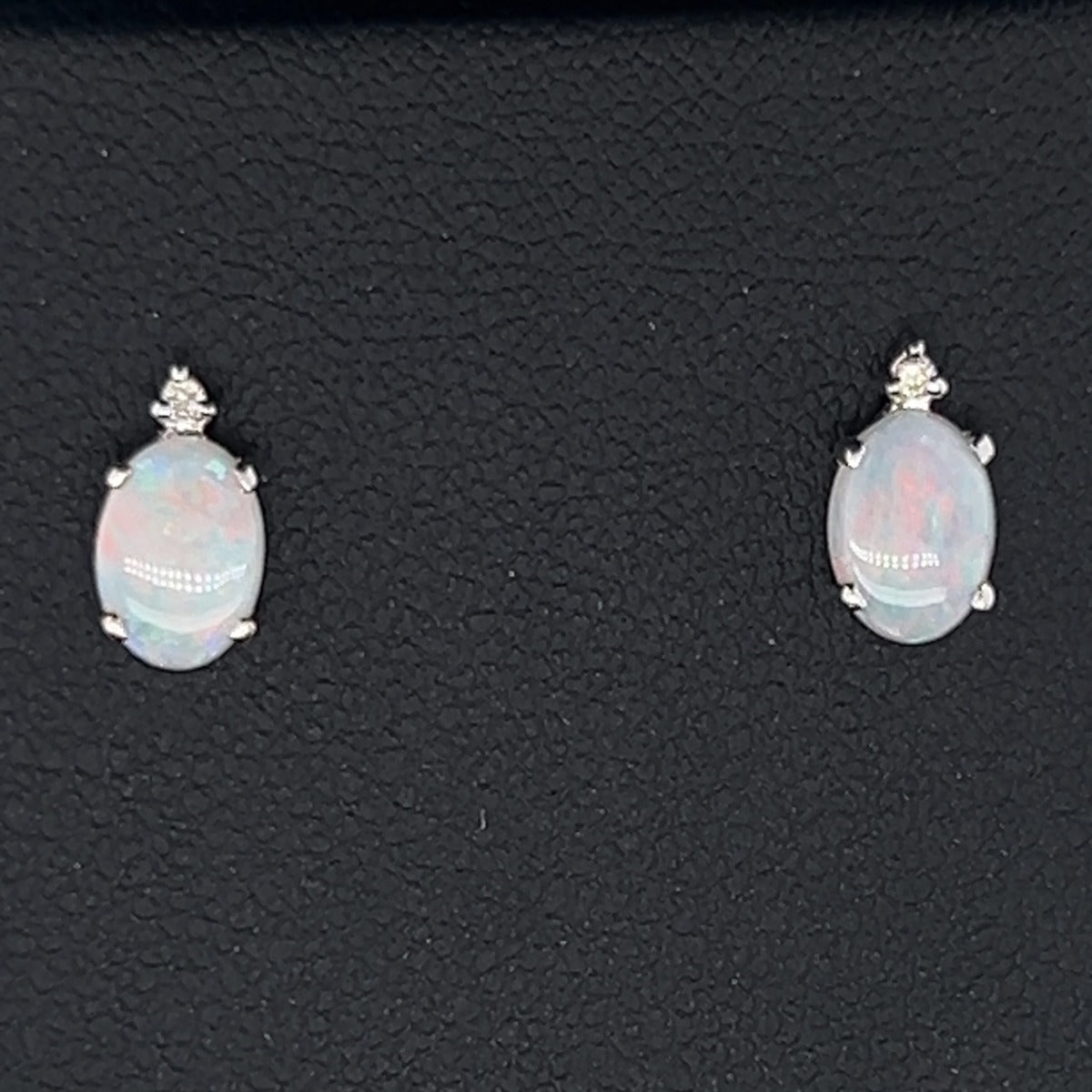 14ct white Gold Opal earrings (se654)