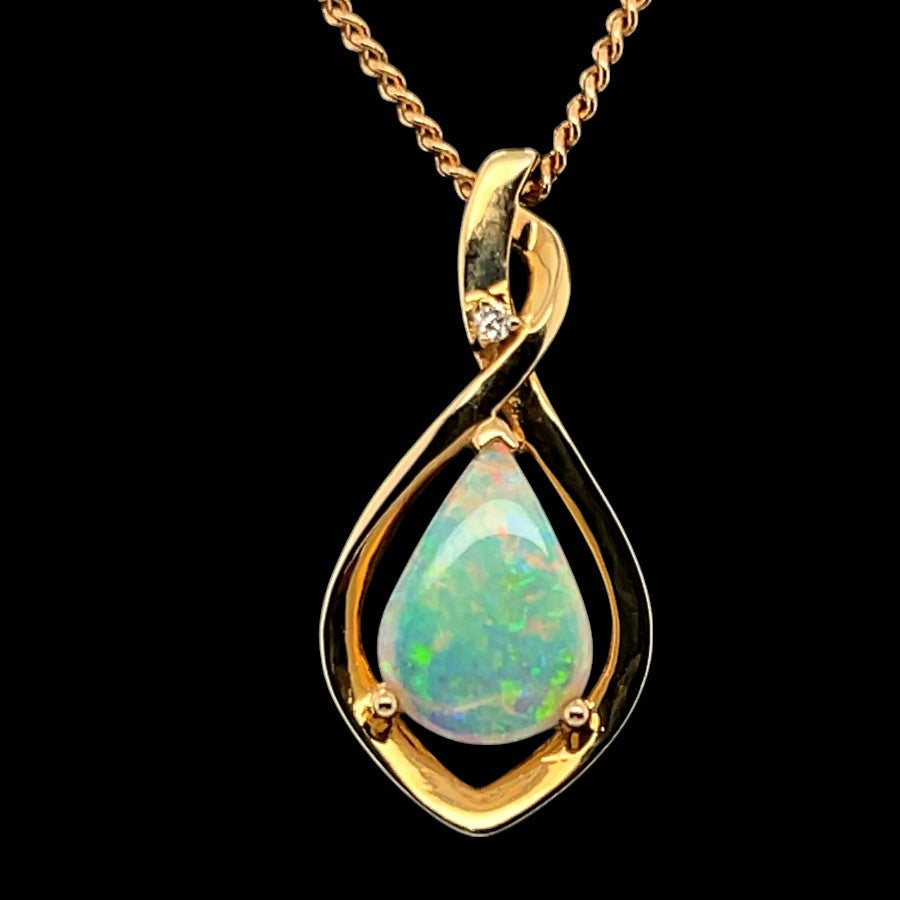 14ct Yellow Gold Solid Opal Pendant (sp3331)