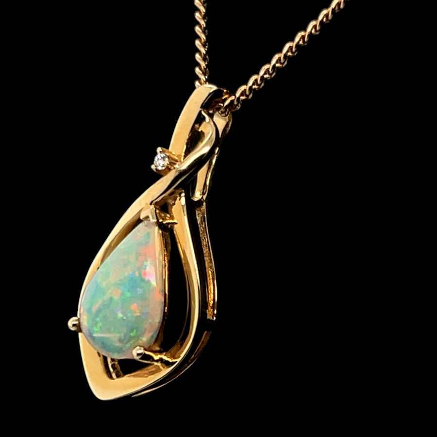 14ct Yellow Gold Solid Opal Pendant (sp3331)