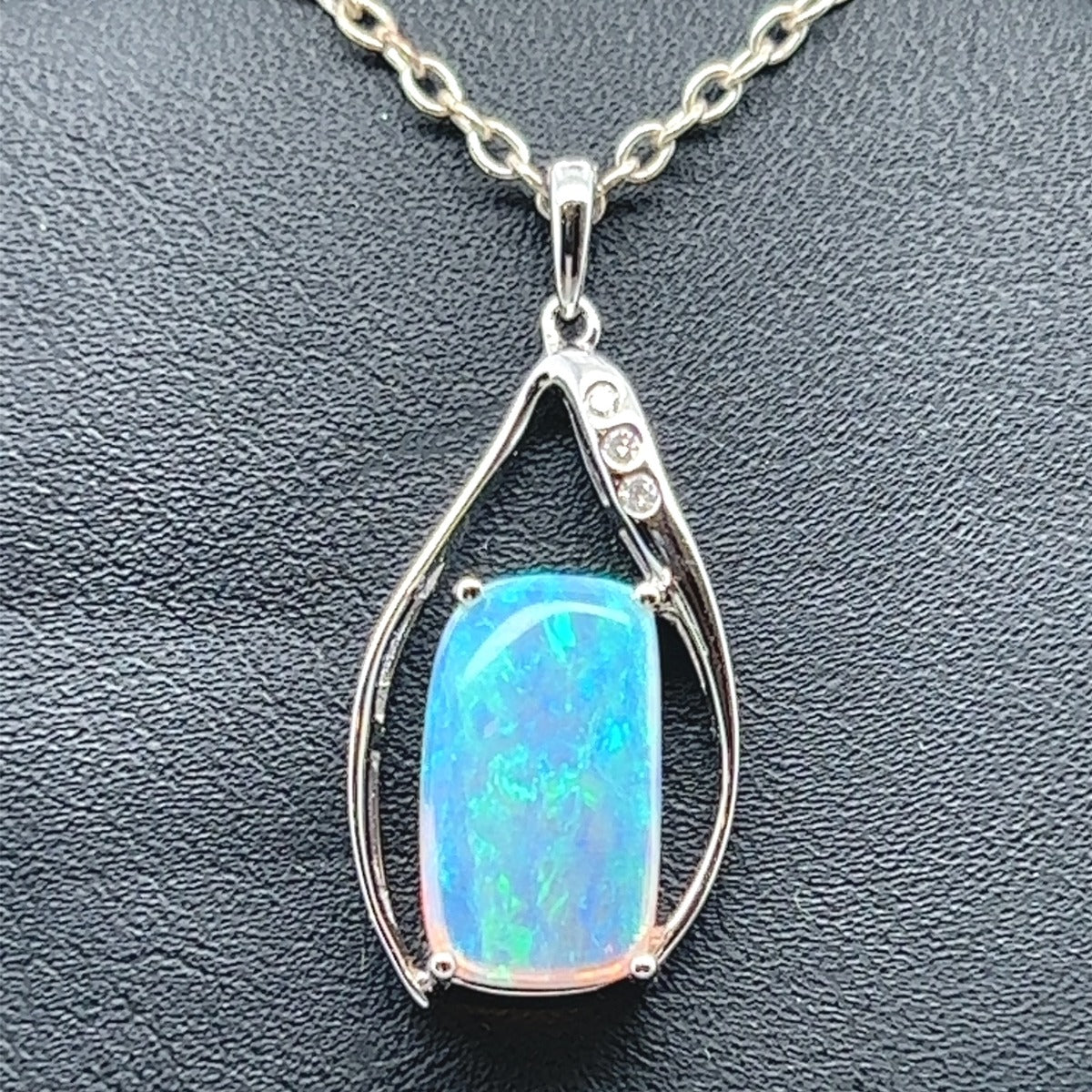 Crystal Opal Pendant set in 14ct White Gold