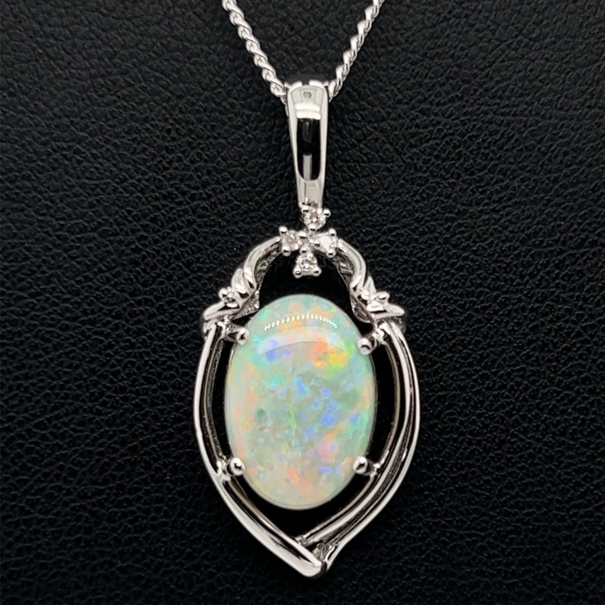 14ct  White Gold Solid Opal Pendant (sp801)