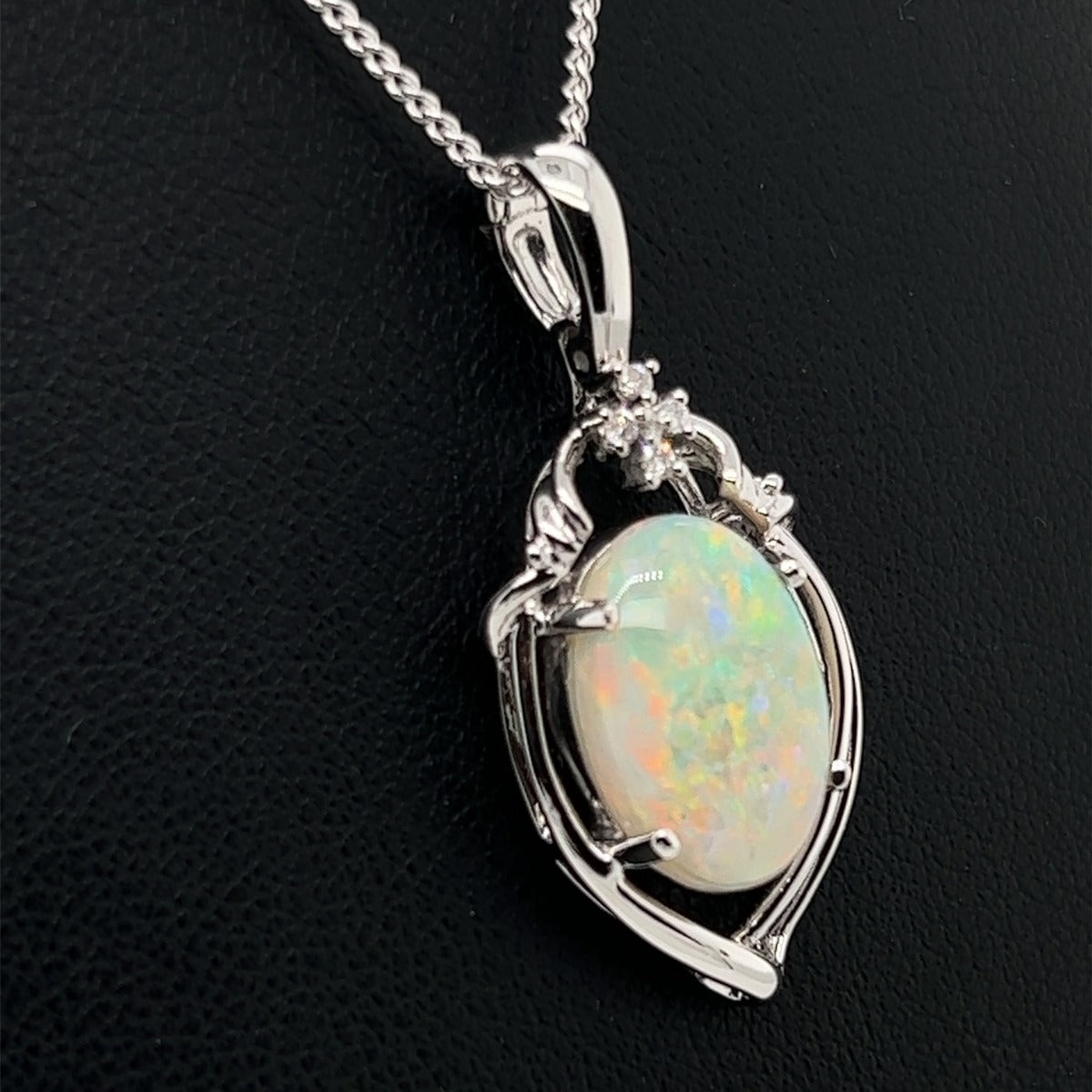 14ct  White Gold Solid Opal Pendant (sp801)