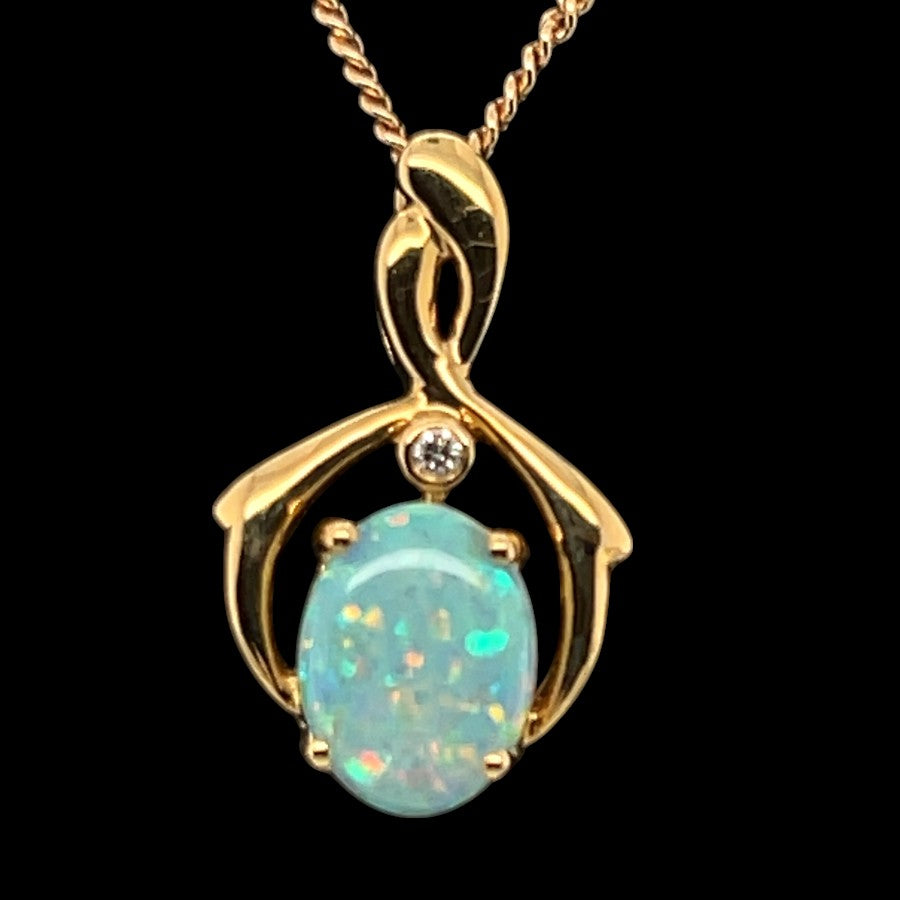 18ct Gold Solid Opal Pendant (sp3371)