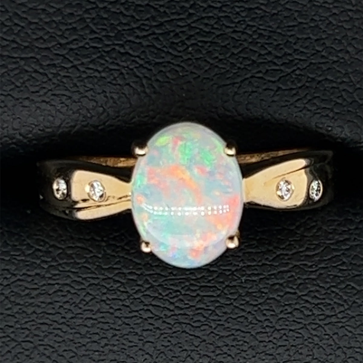 14ct Yellow Gold Solid Opal Ring (sr321)