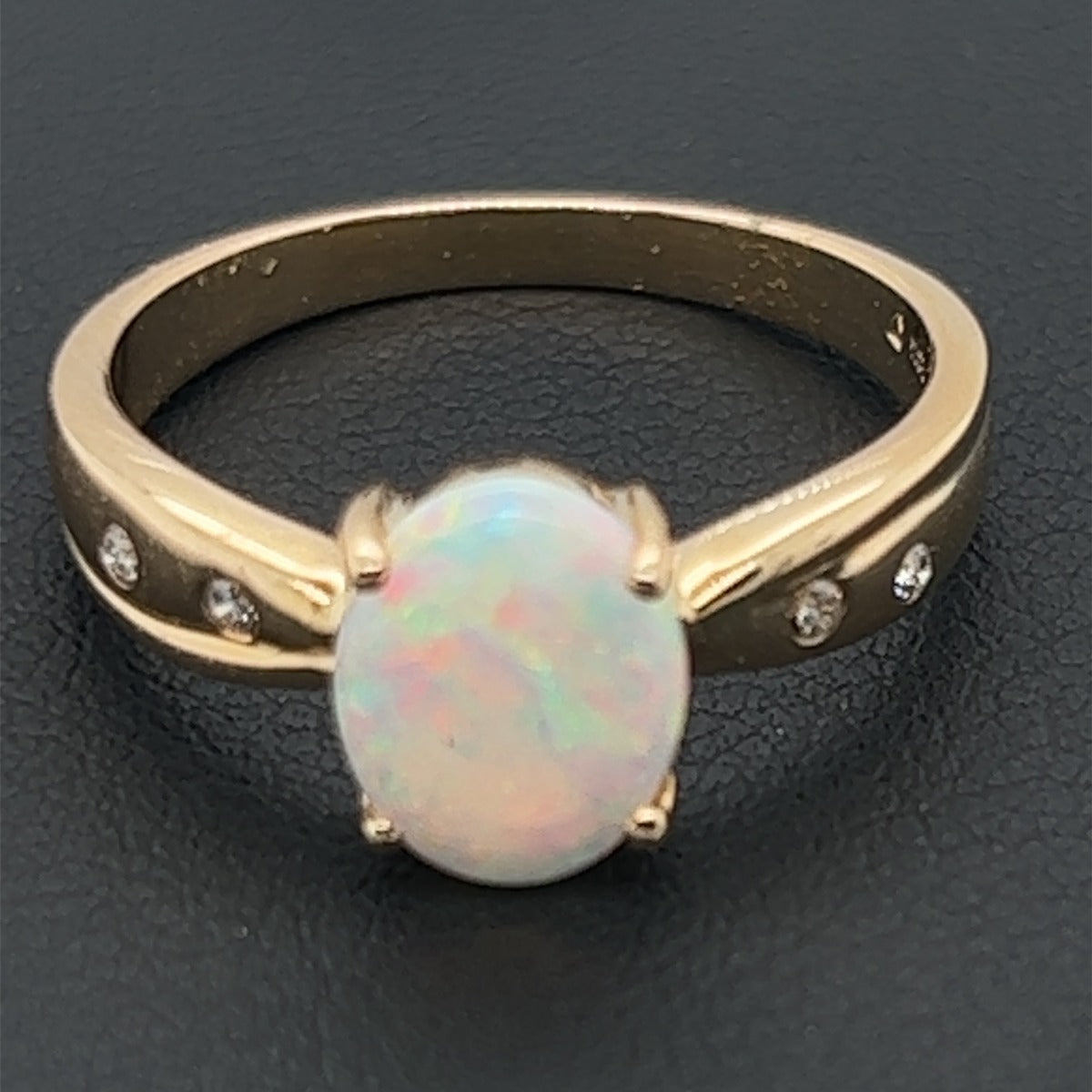 14ct Yellow Gold Solid Opal Ring (sr321)