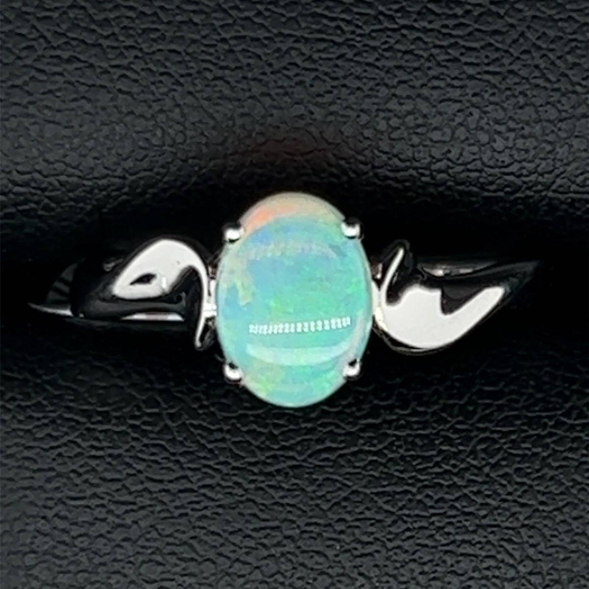 14ct White Gold Solid Opal Ring (sr7022)