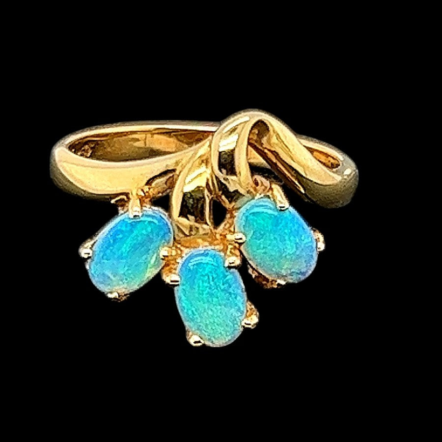 18ct Yellow Gold Solid Opal Ring (sr3650)