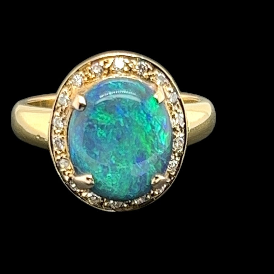 18ct Gold solid Black Opal Ring (sr750)