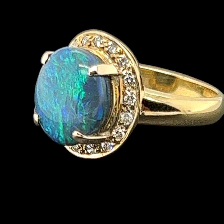 18ct Gold solid Black Opal Ring (sr750)