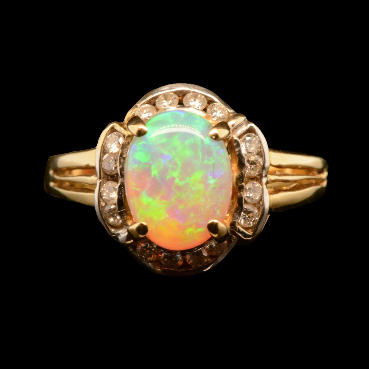 18ct Yellow Gold Solid Crystal Opal Ring (sr8048)