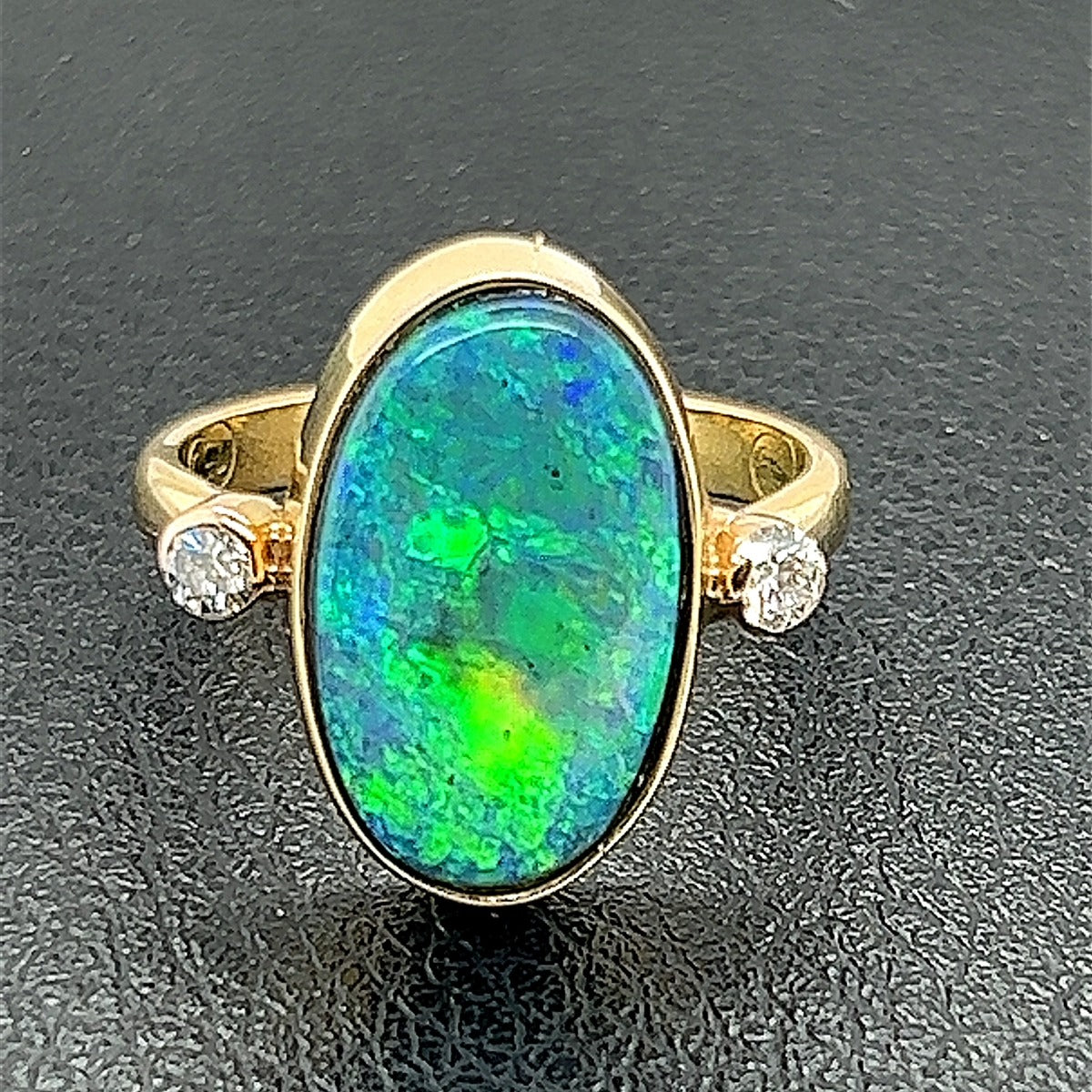 18ct Gold Solid Black Opal Ring (sr740)