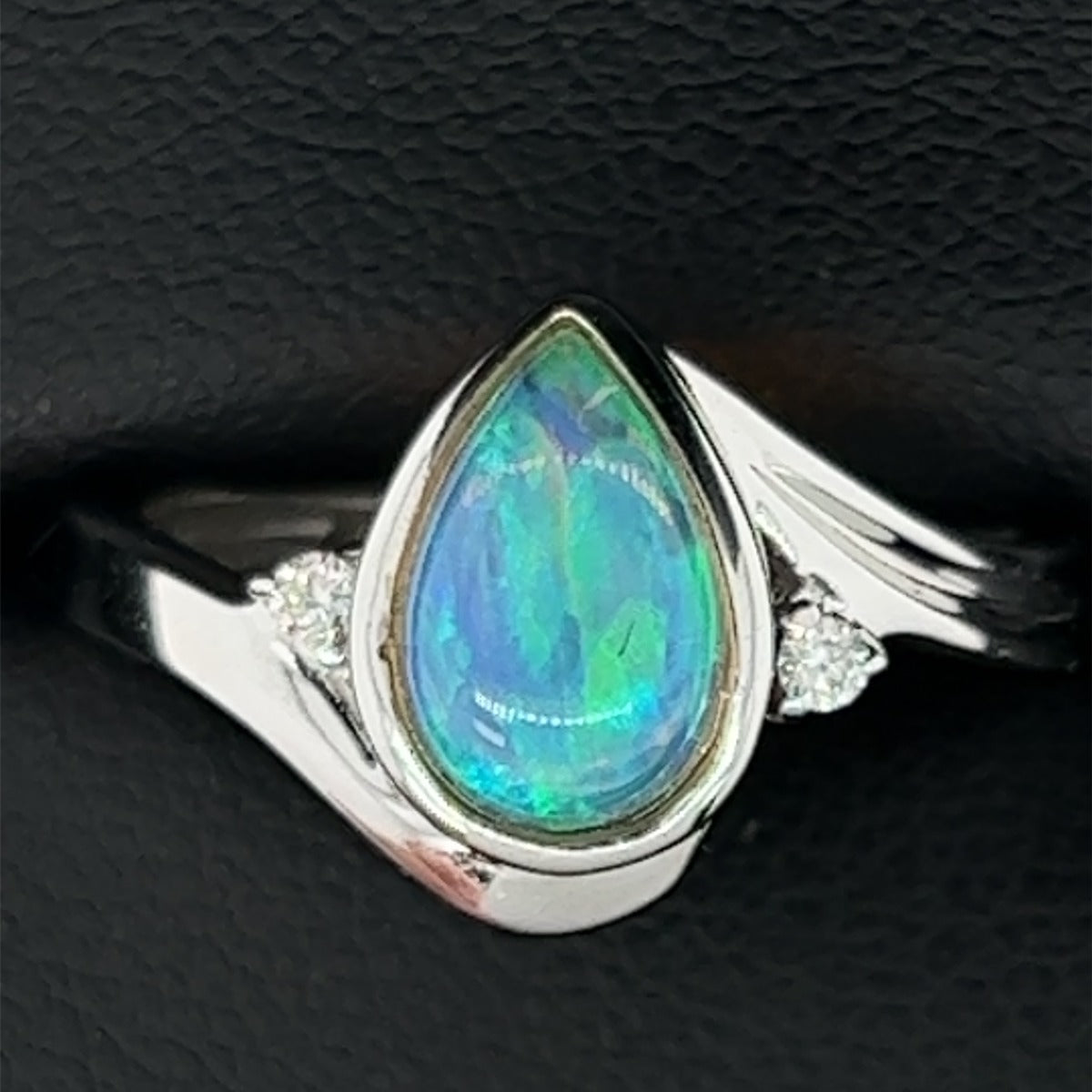 14ct White Gold Solid Opal Ring (sr2020)