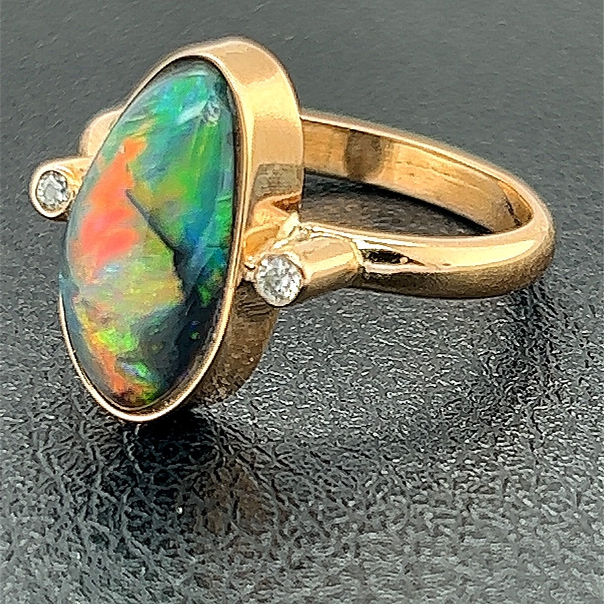 18ct Gold Solid Black Opal Ring (sr891)