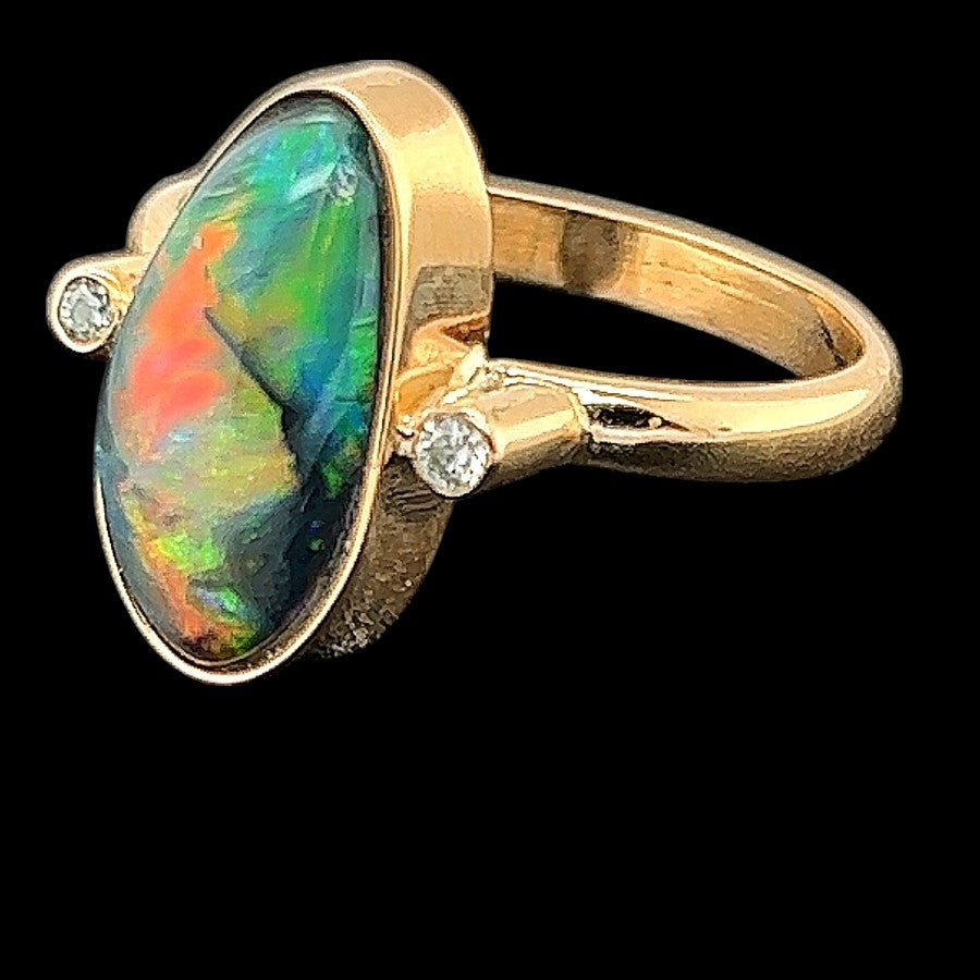 18ct Gold Solid Black Opal Ring (sr891)