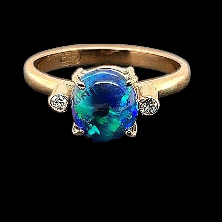 18ct Gold Solid Black Opal Ring (sr892)