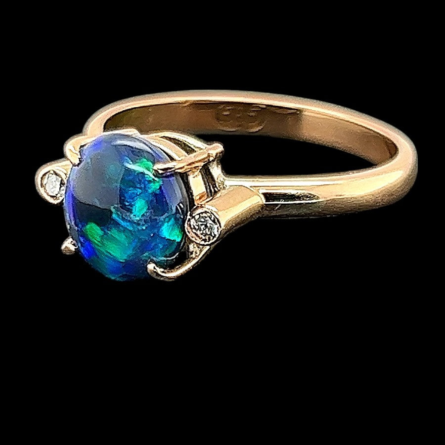 18ct Gold Solid Black Opal Ring (sr892)