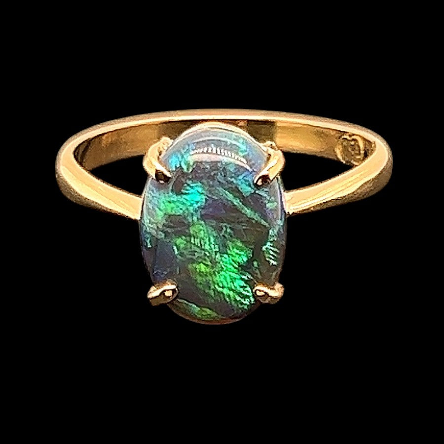 Black opal ring set in 18ct gold (sr9125)