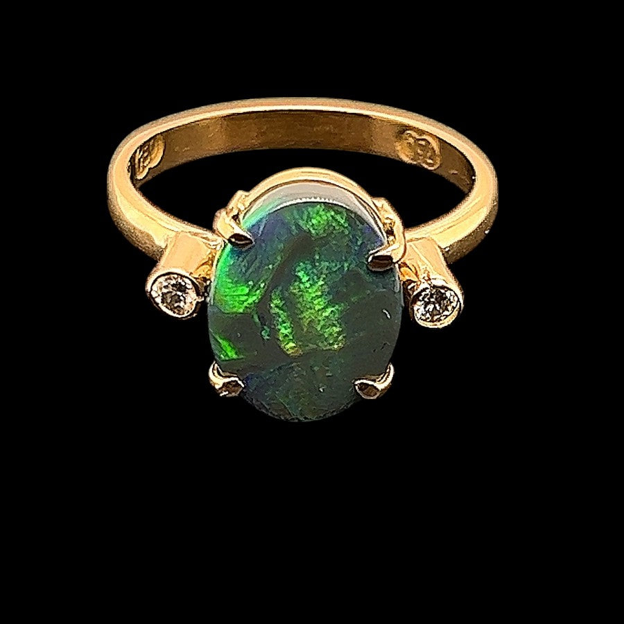 Black Opal ring set in 18ct gold (sr9132)