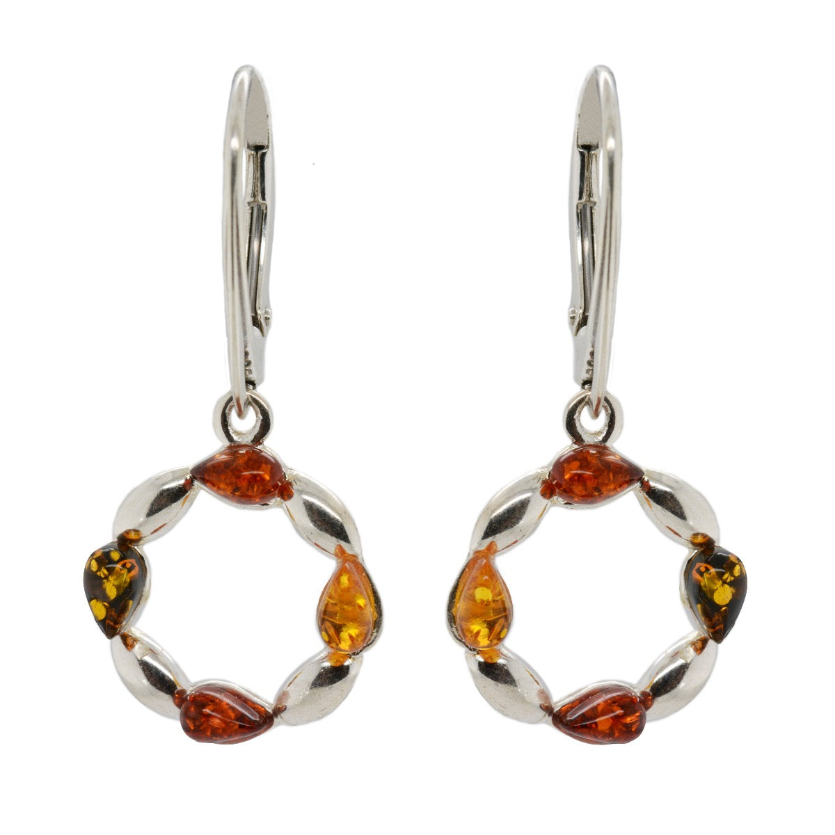 Sterling Silver Trio Amber Earrings