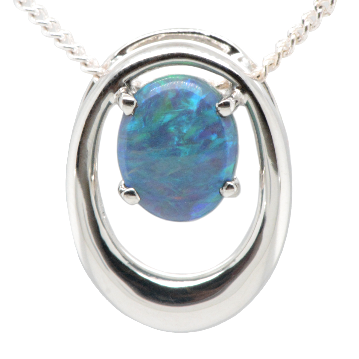 Sterling Silver Black Opal Pendant (ssblk996)