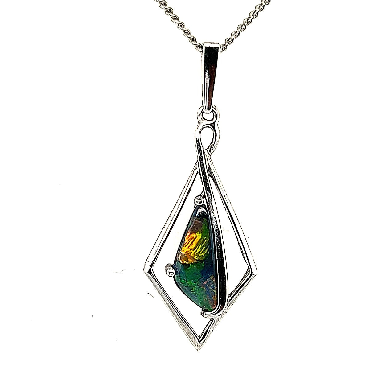 Sterling Silver Lightning Ridge Black Opal Pendant