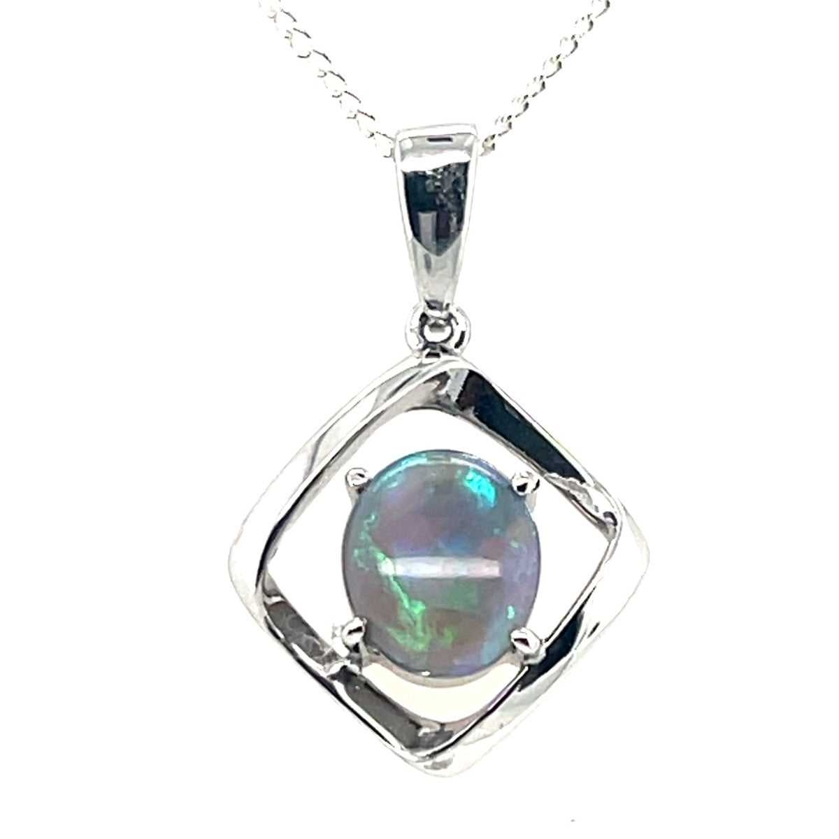 Sterling Silver Black Opal Pendant (ssbp601)