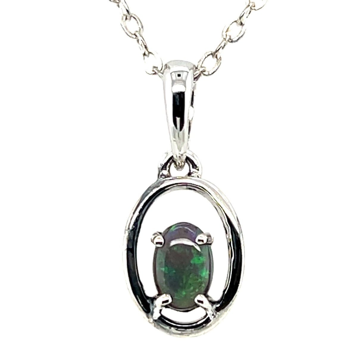 Sterling Silver Black Opal Pendant (ssbp606)