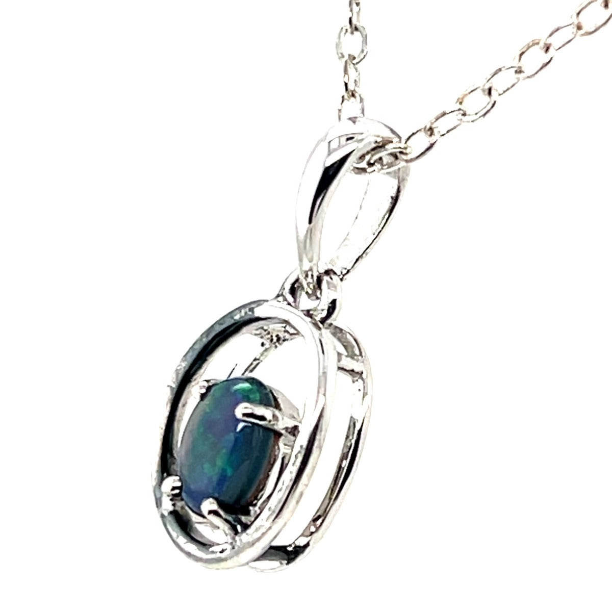 Sterling Silver Black Opal Pendant (ssbp606)