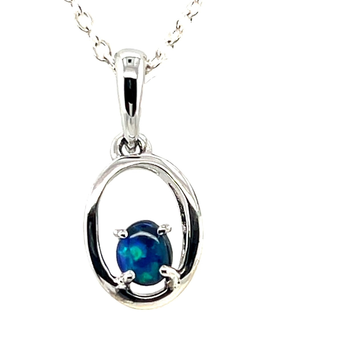 Sterling Silver Black Opal Pendant (ssbp608)