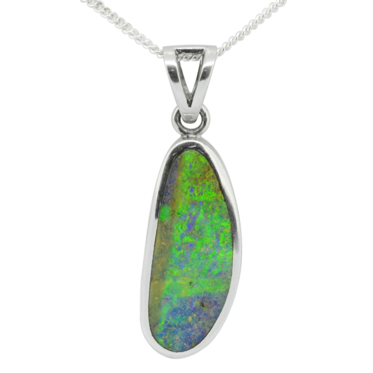 Queensland Boulder Opal Pendant In Sterling Silver (boup3299)