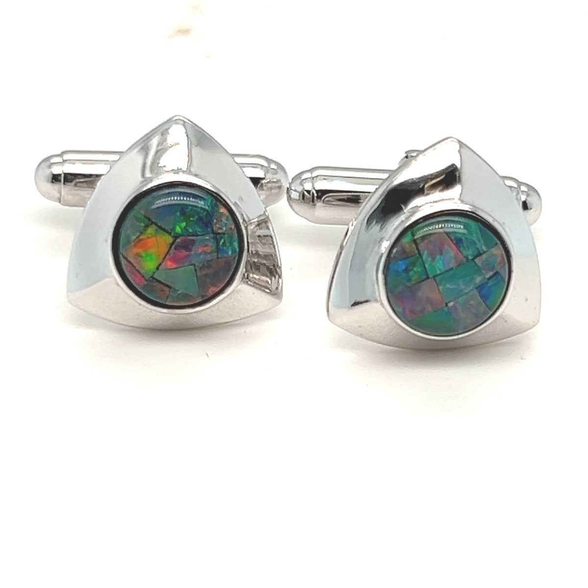 Sterling Silver Mosaic Opal Cufflinks (sscuff16)