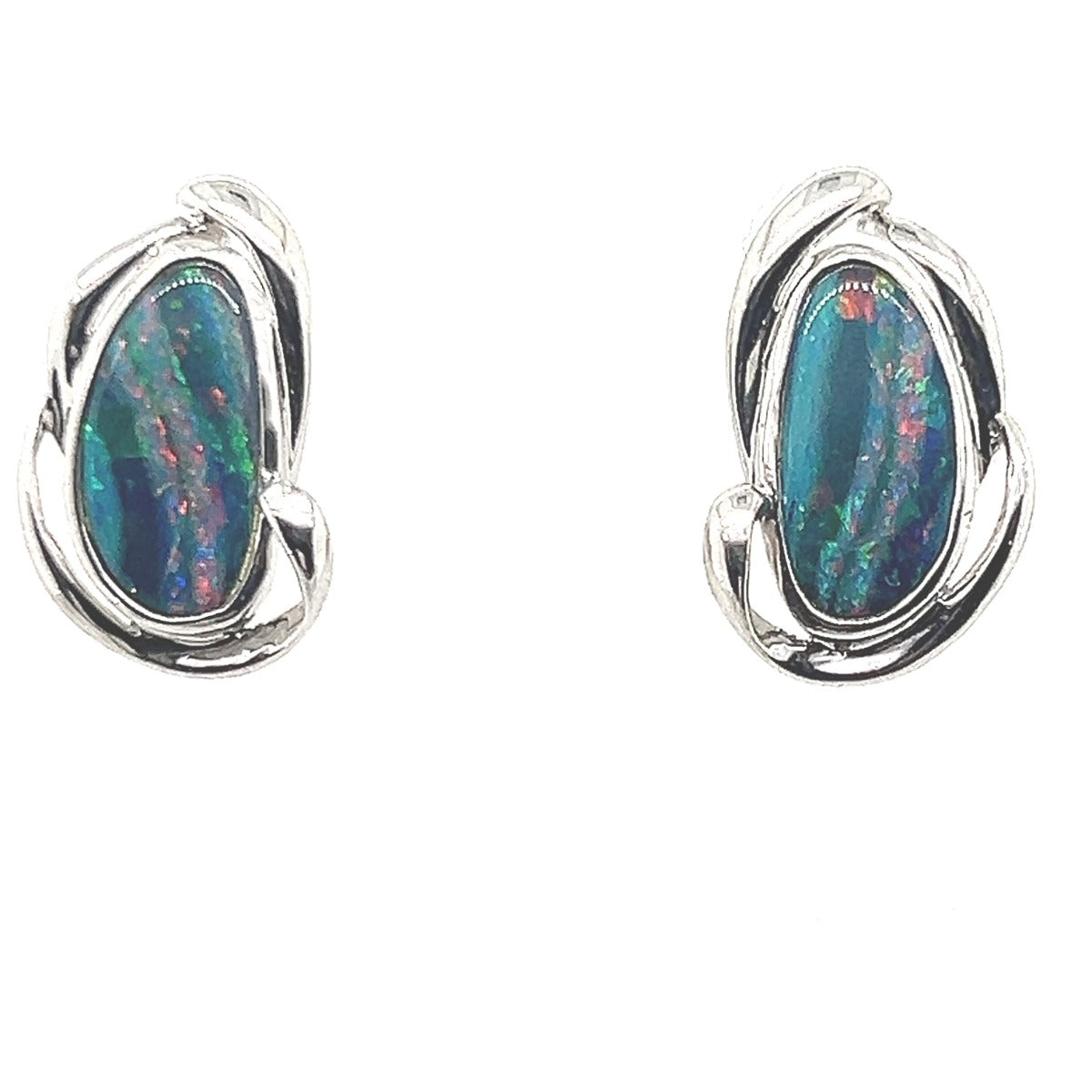 Sterling Silver Doublet Opal Earrings (ssde371)