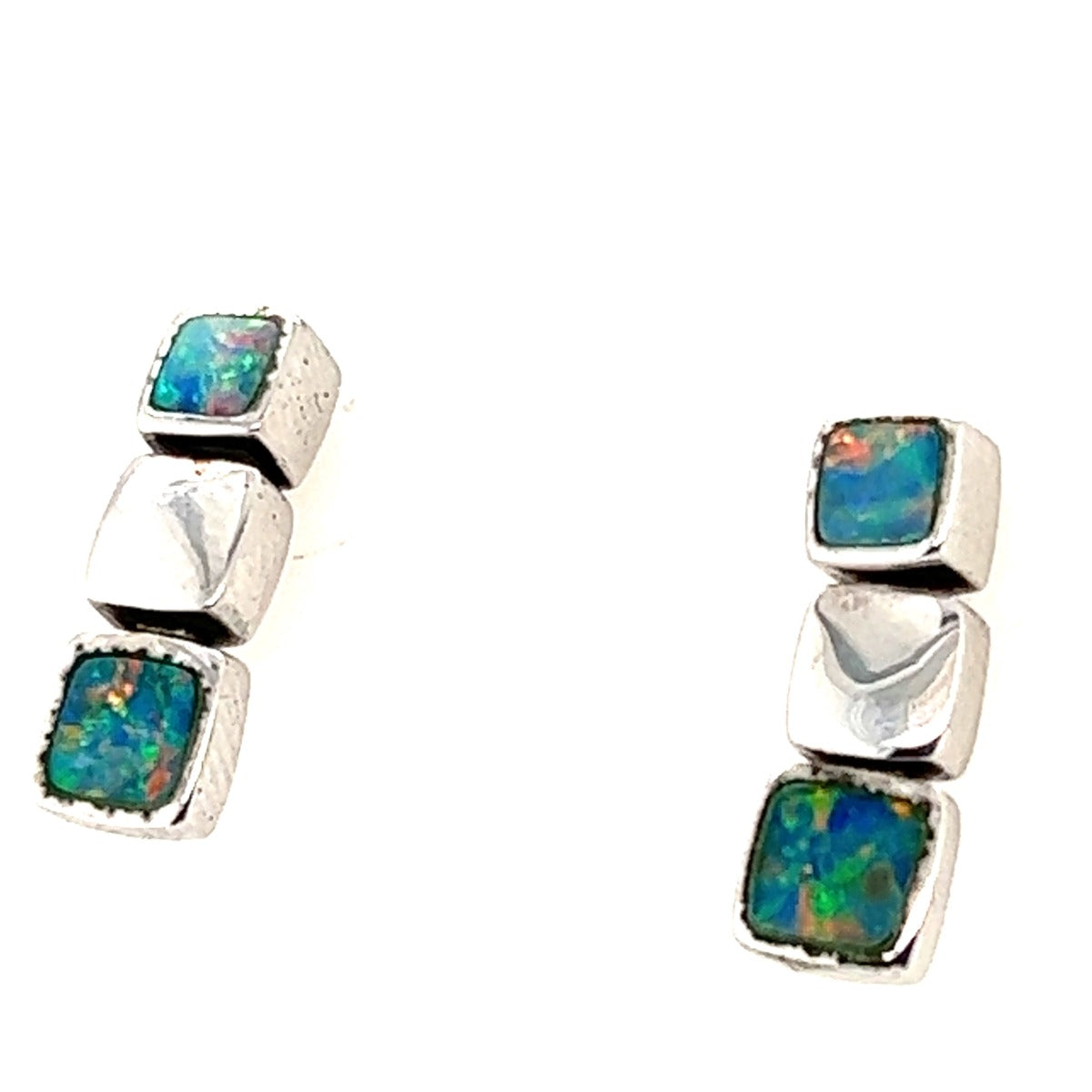 Sterling Silver Doublet Opal Earrings (ssde606)