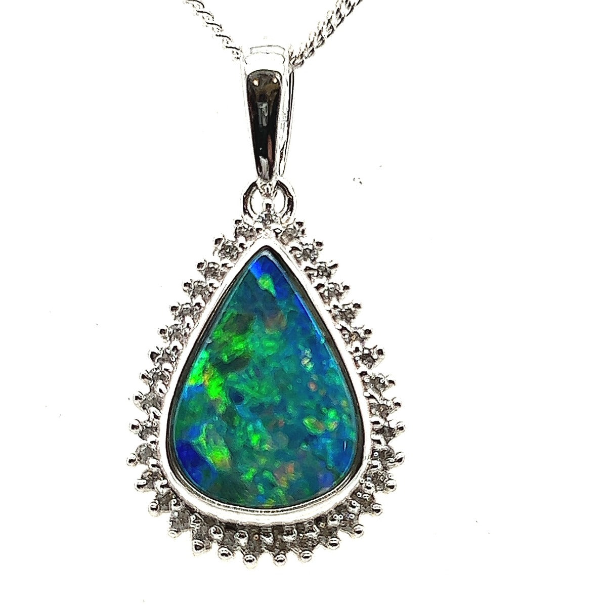 Tear Drop Doublet Opal pendant in Silver (ssdp4025)