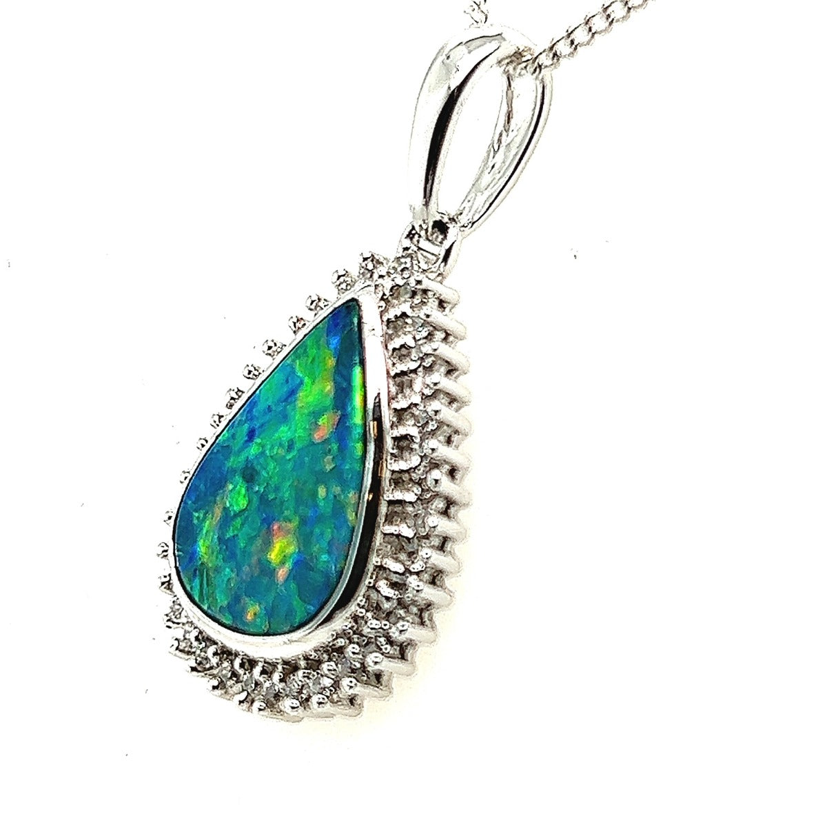 Tear Drop Doublet Opal pendant in Silver (ssdp4025)