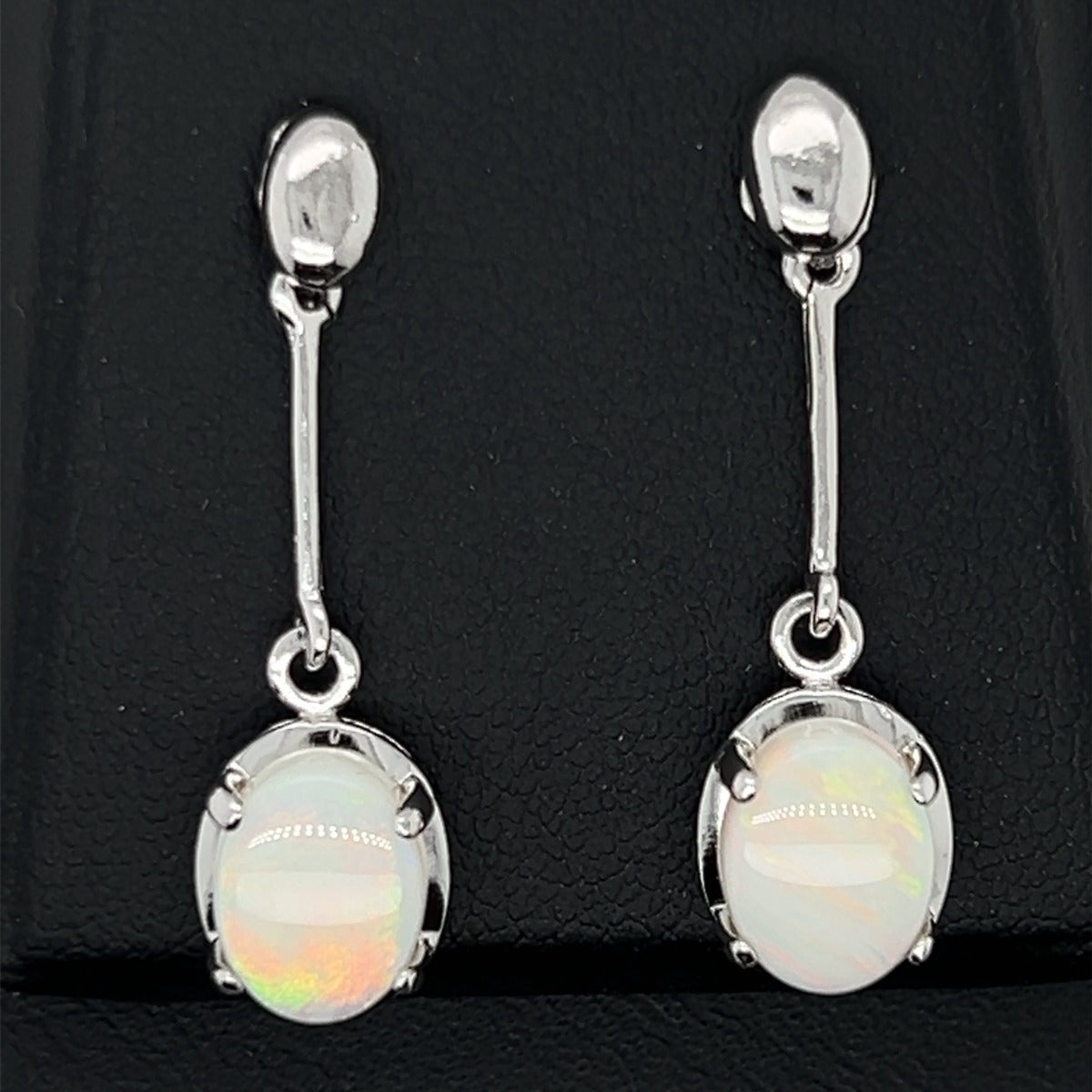 Drop Sterling Silver Claw Set Solid Opal Earrings (ssse220)