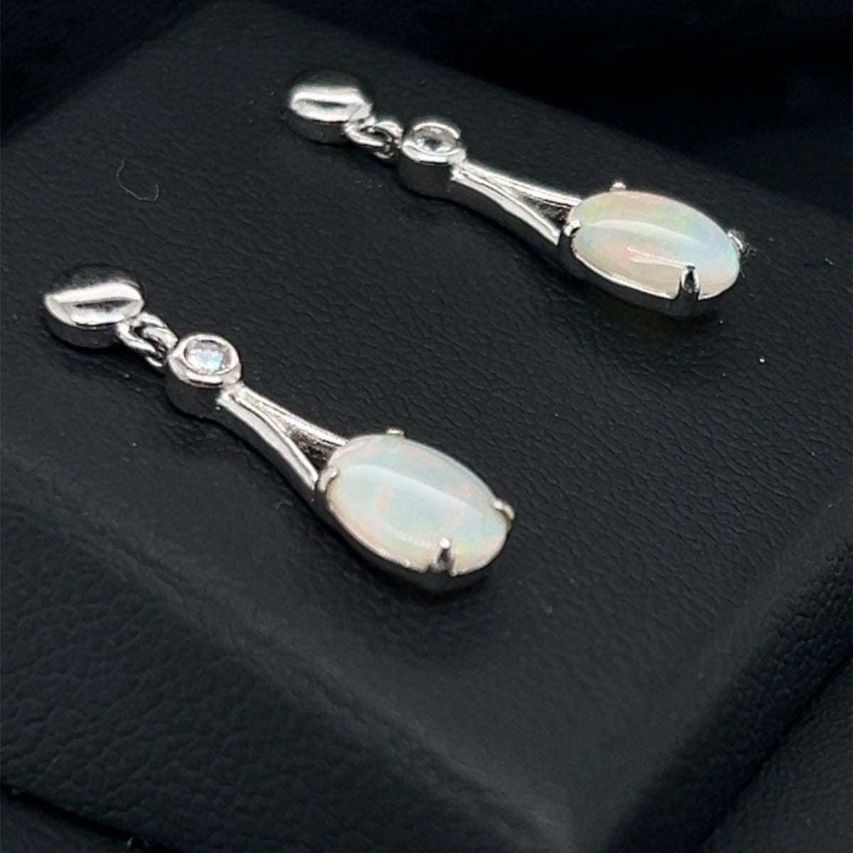 Ladies sterling silver solid opal earrings (ssse83)