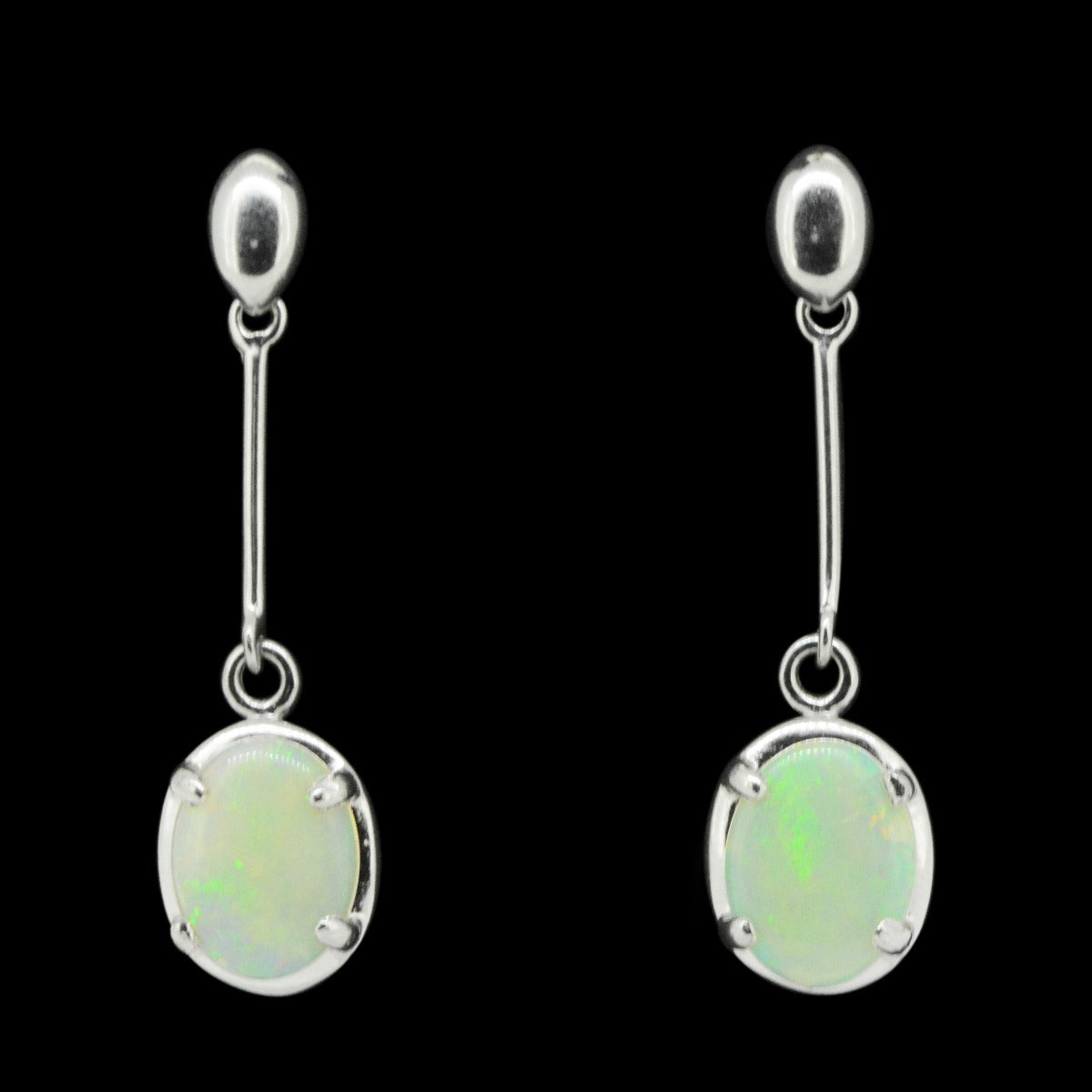 Sterling Silver Solid Crystal Opal Earrings (ssse7953)