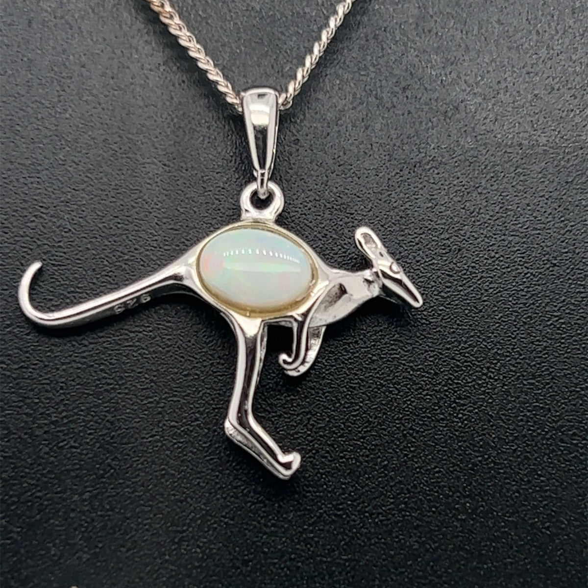 Sterling Silver Solid Opal Kangaroo pendant