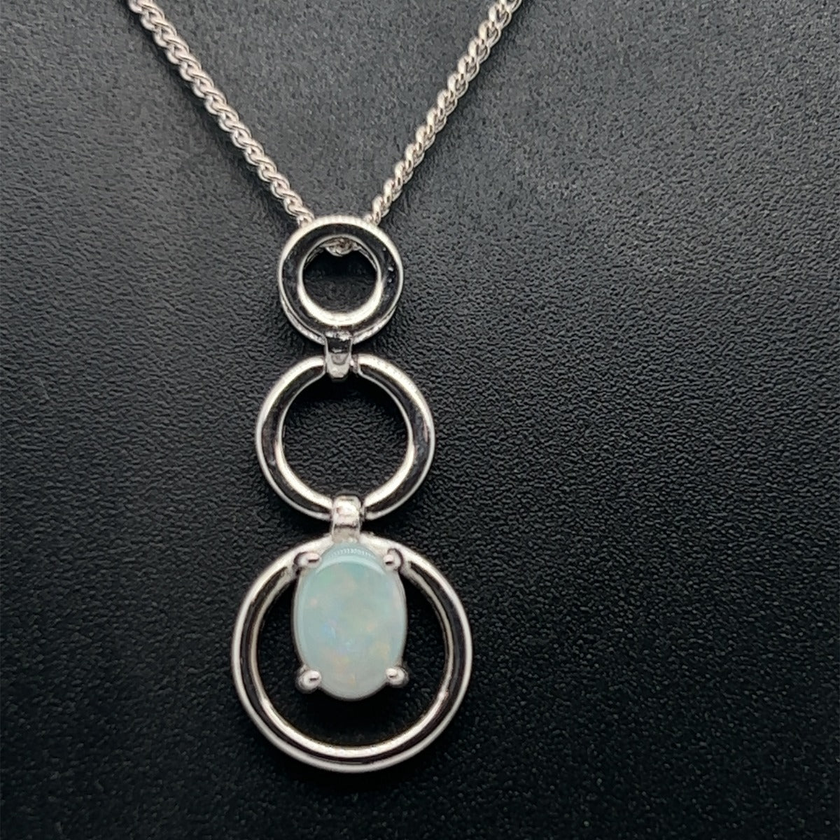 Sterling Silver Solid Opal 3 Circles Pendant 7x5