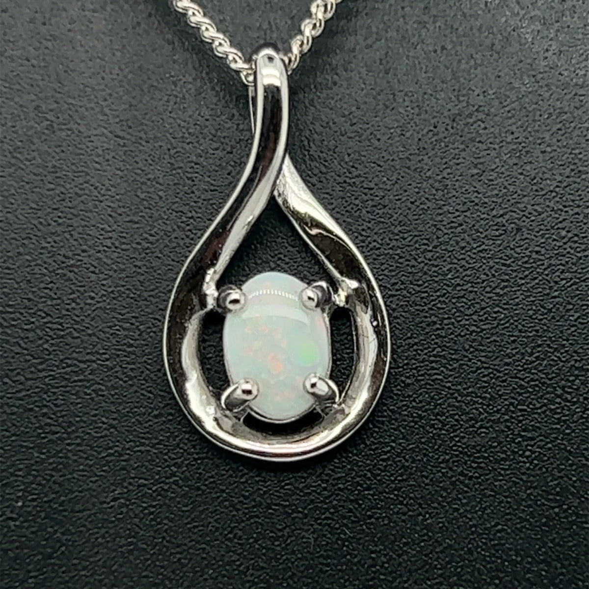 Sterling Silver 7x5 mm Solid Opal Pendant (sssp711)