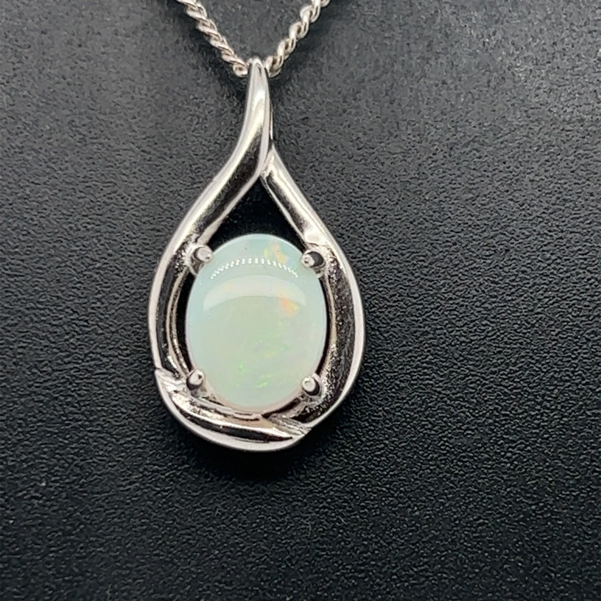 Solid Opal 9mm X 7mm, Pendant Set In Sterling Silver