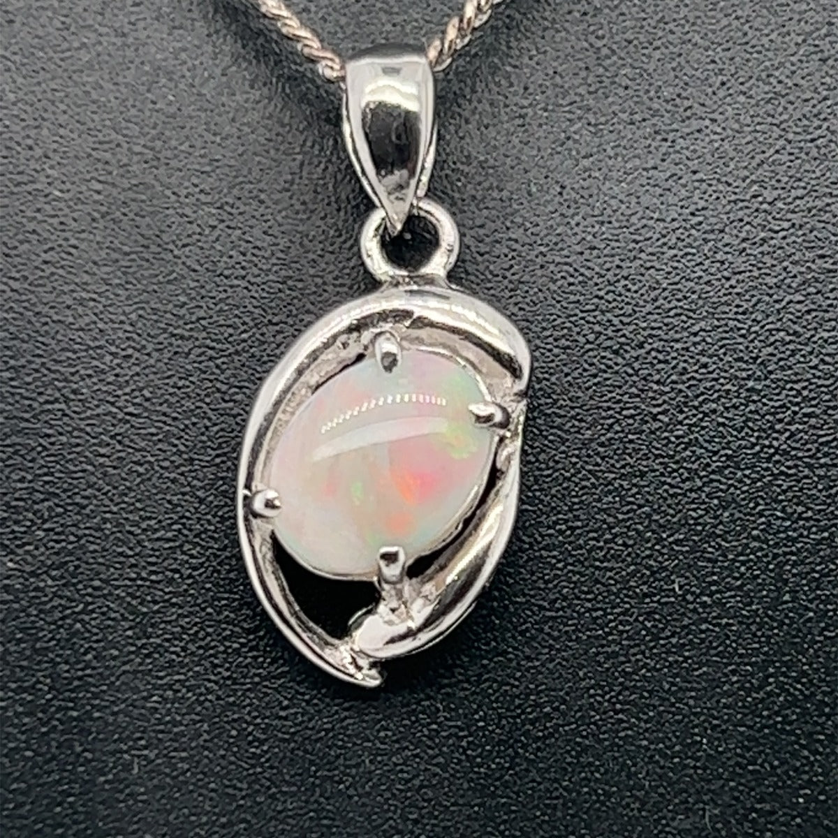 Sterling silver solid opal pendant 9mmx7mm