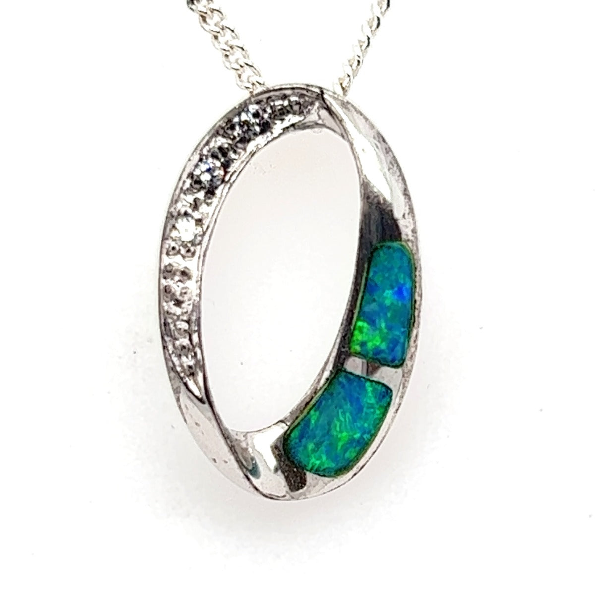 Sterling Silver 2 Panel Inlaid Opal Pendant