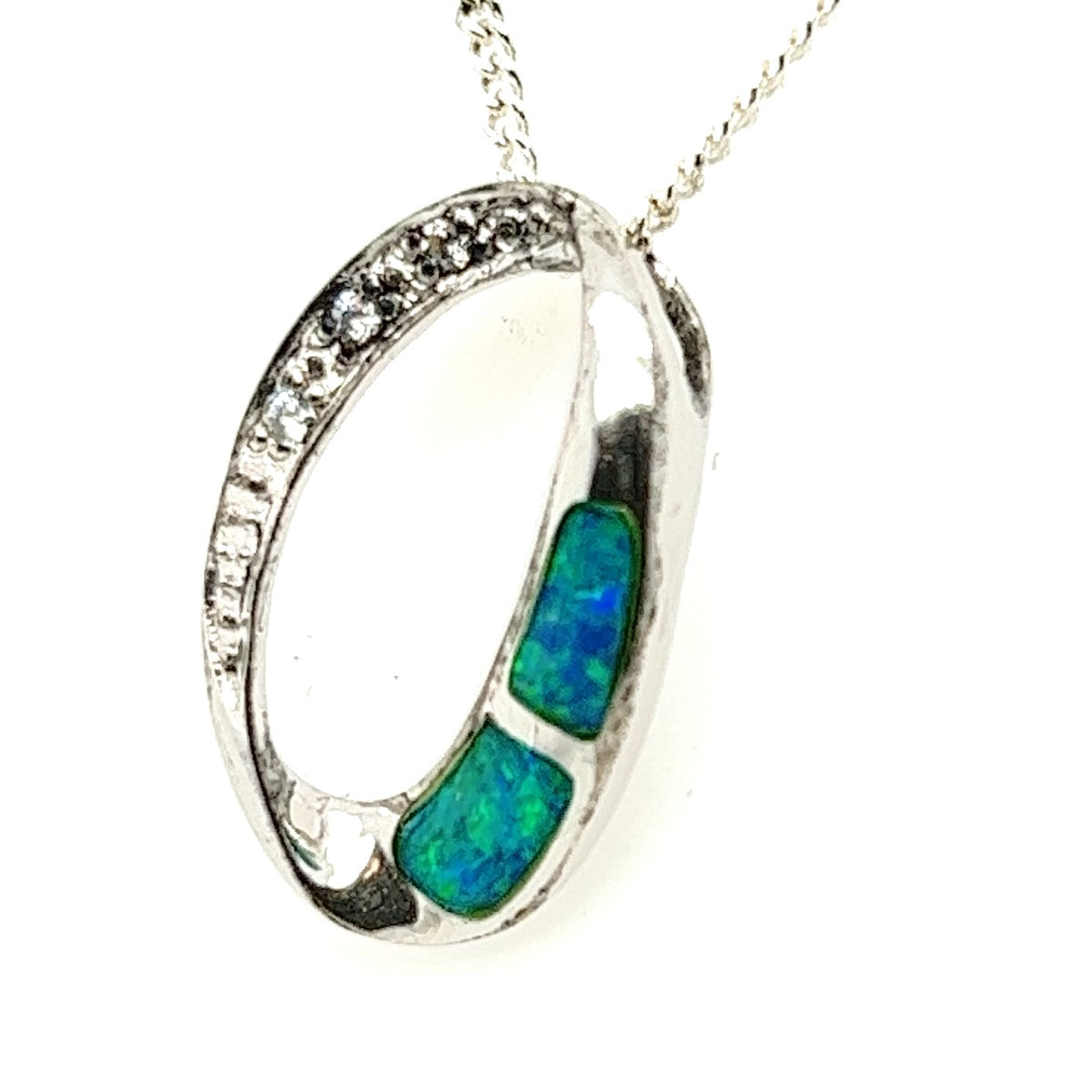 Sterling Silver 2 Panel Inlaid Opal Pendant