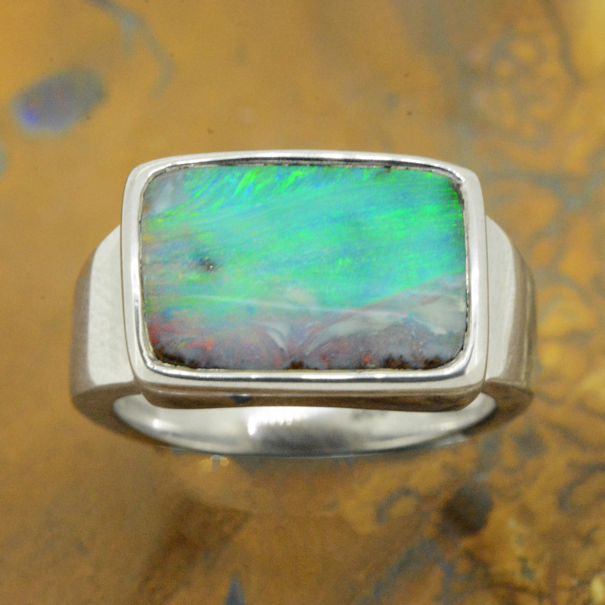 Sterling Silver Solid Boulder Opal Ring (ssr7806)