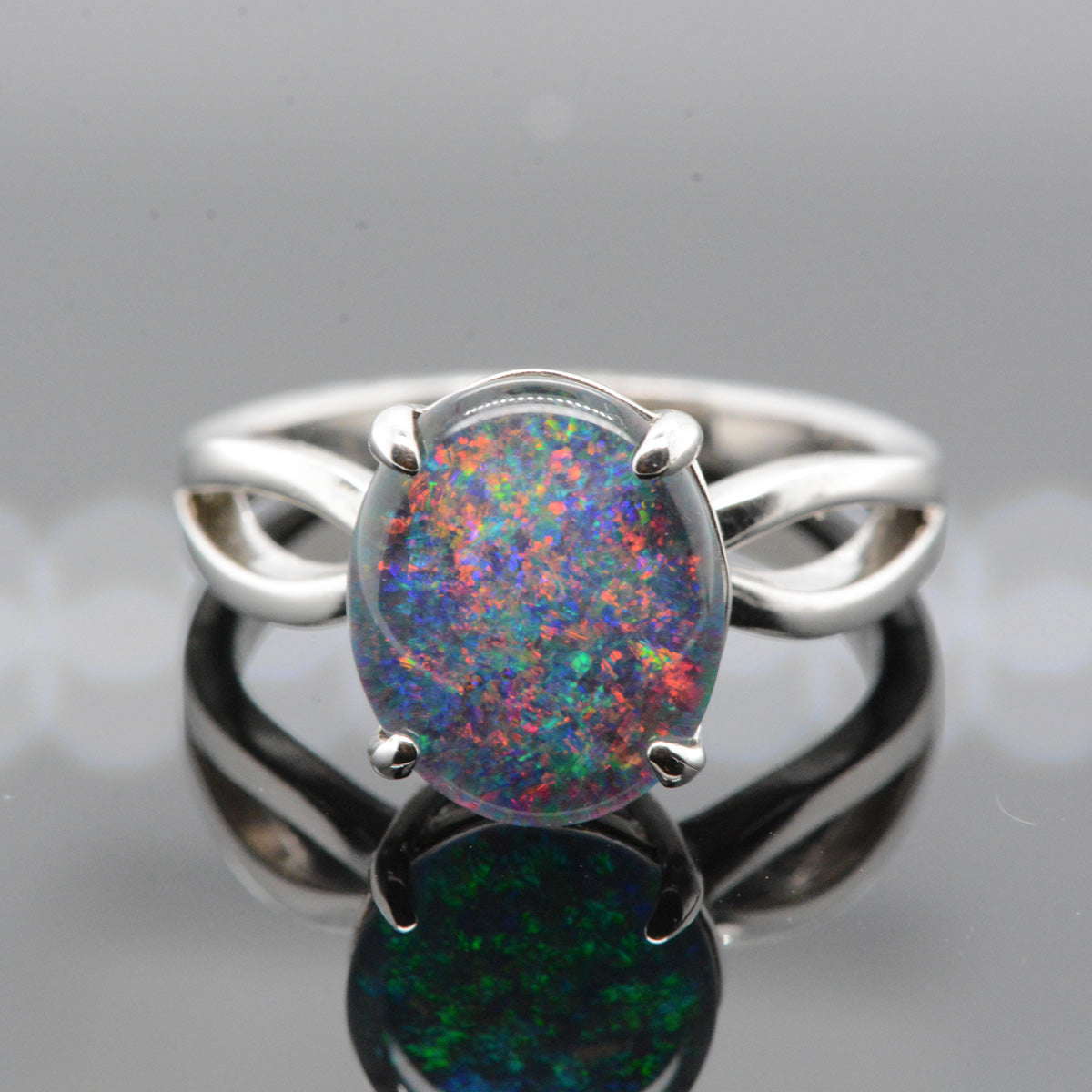 Sterling silver triplet opal ring 12mmx10mm