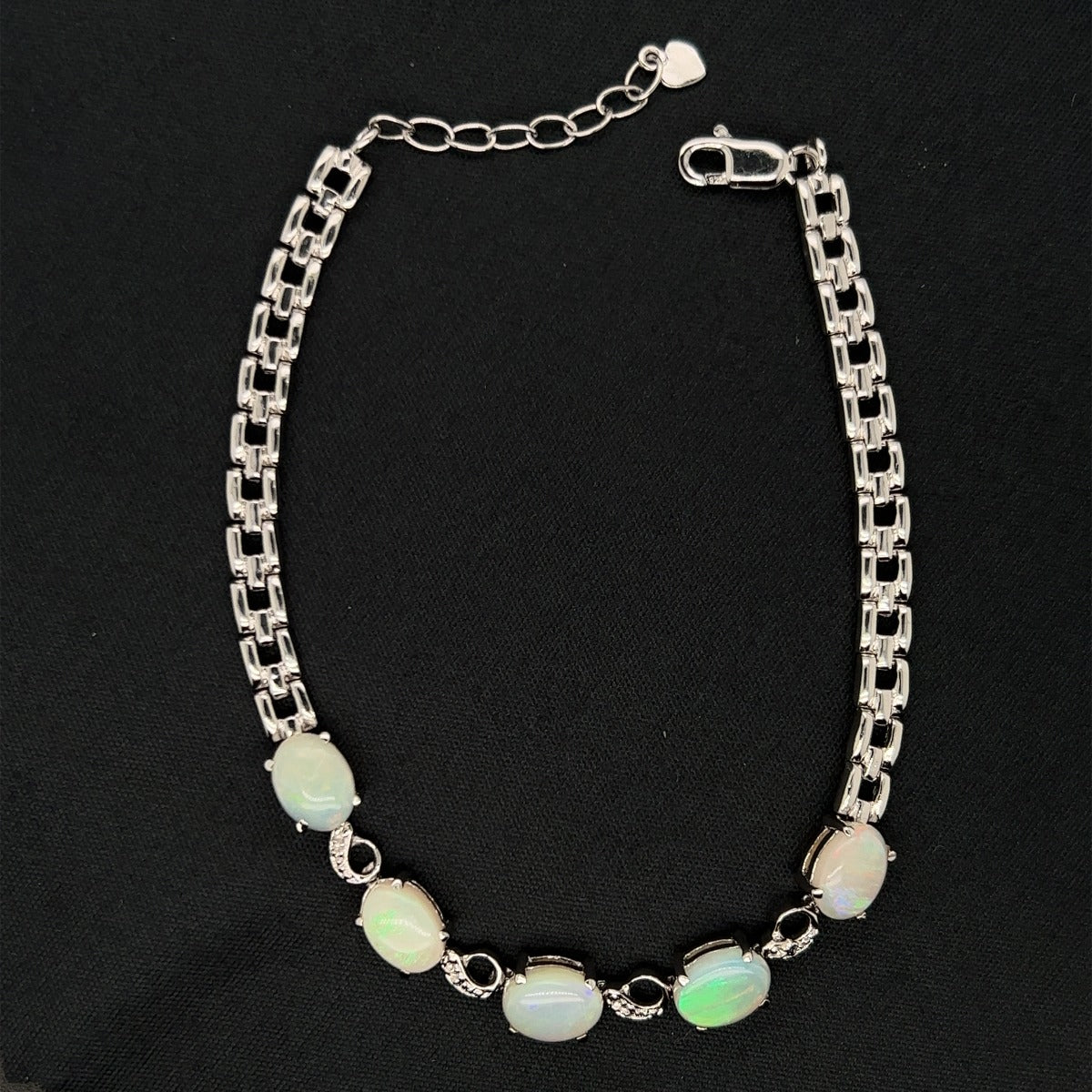 Sterling Silver Solid Opal Bracelet (8x6)