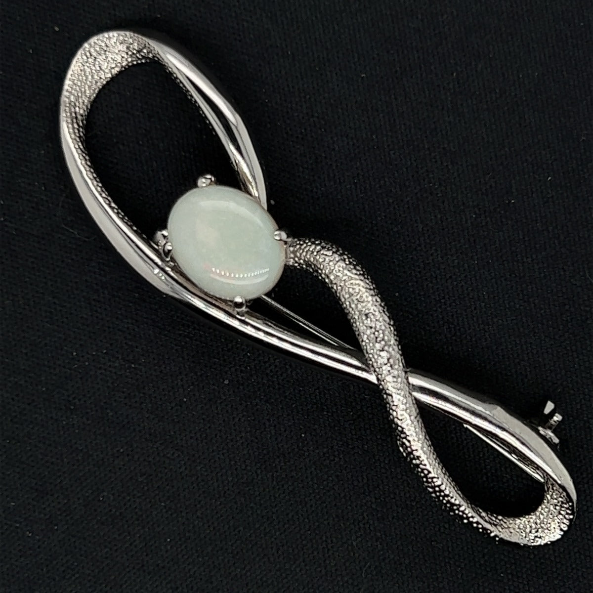 Solid Opal Brooch Claw Set In Sterling Silver