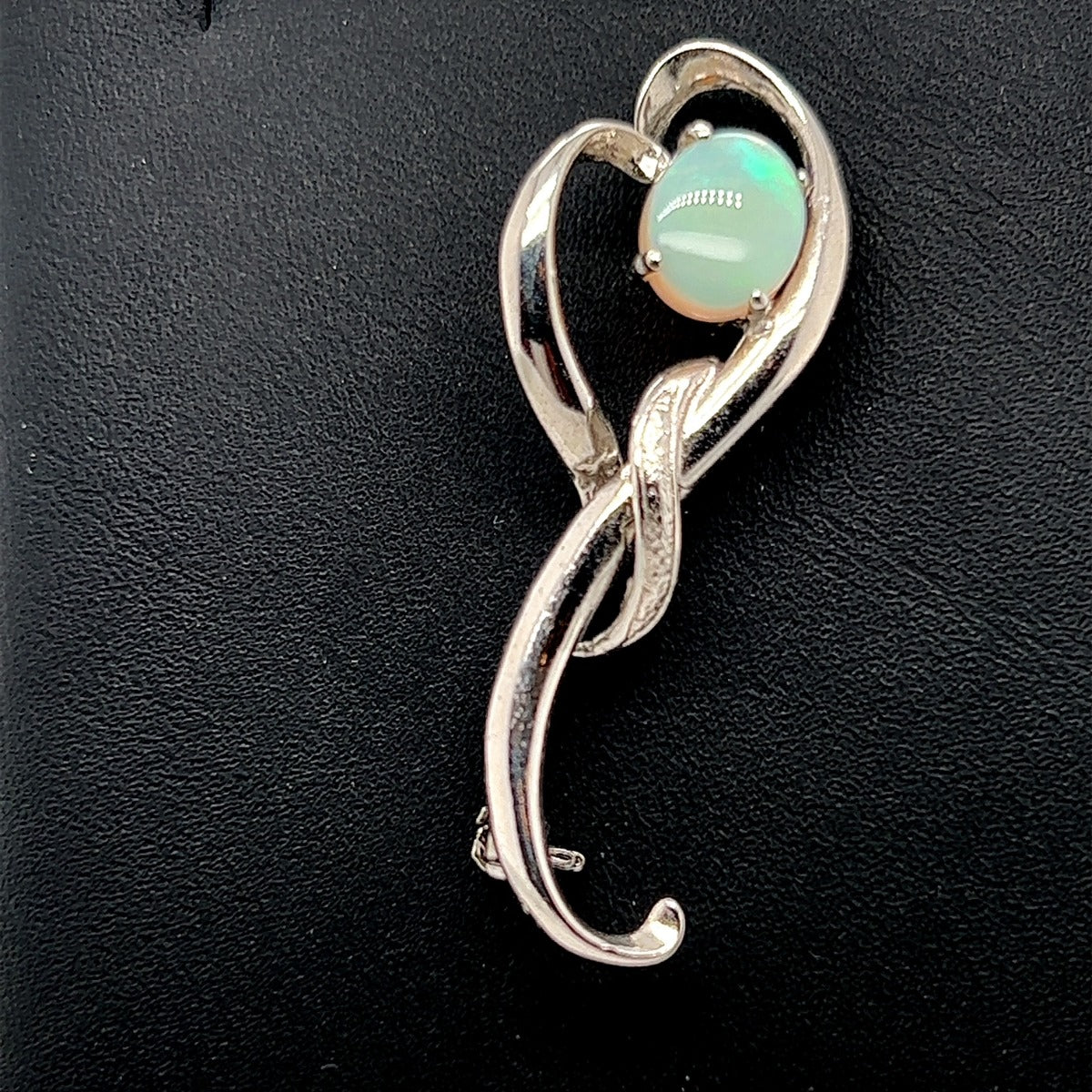 Sterling Silver Solid Opal Brooch (10x8mm)